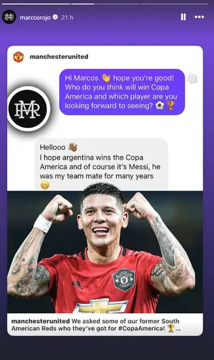 El diálogo entre Rojo y el Manchester. (Instagram)