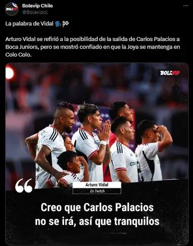 Arturo Vidal le mete presión a Carlos Palacios. (Captura)