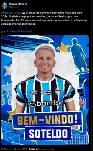 Soteldo se fue al Gremio.