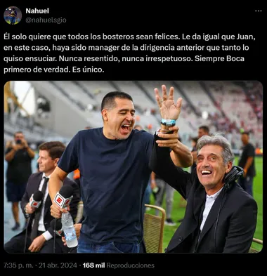 La foto de Riquelme y Juan Simón que subió un hincha de Boca.