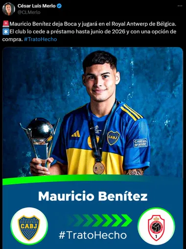 Mauricio Benítez se va a al Royal Antwerp.