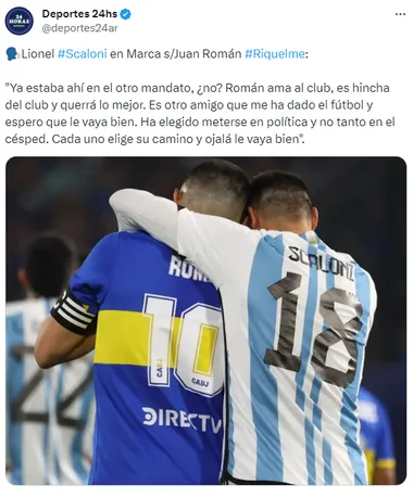 Scaloni habló de Juan Román Riquelme. (Captura)