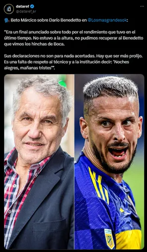 Márcico fue sincero sobre Benedetto. (Captura)