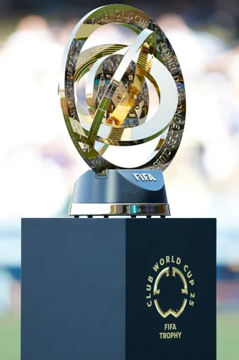 El trofeo del Mundial de Clubes en la ciudad de Los Ángeles. (Getty Images