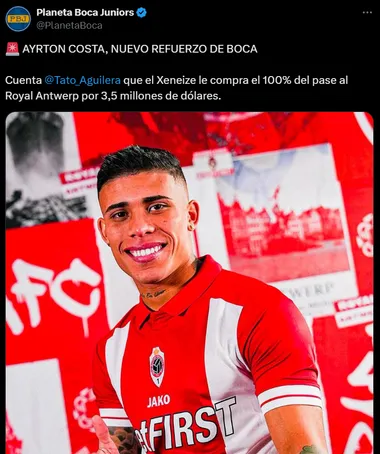 Ayrton Costa, nuevo refuerzo de Boca.