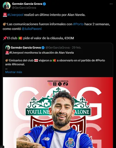 Liverpool quiere a Varela. (Captura)