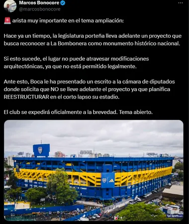 El proyecto que puede truncar la ampliación de La Bombonera. (Captura)