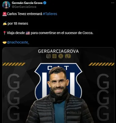 Talleres está interesado en Carlos Tevez