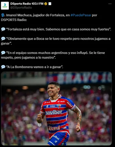 El mensaje de Machuca a Boca. (Captura)