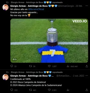 La predicción de Giorgio Armas para Boca en la Copa Libertadores 2023.