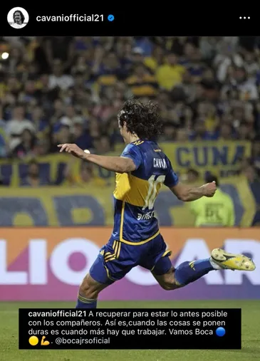 El mensaje de Cavani tras su lesión