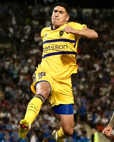 El festejo de Miguel Merentiel en su gol ante Godoy Cruz. (Boca Oficial)