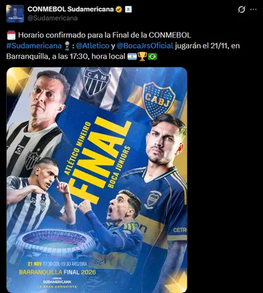 Conmebol confirmó el horario para el Boca-Atlético Mineiro. 