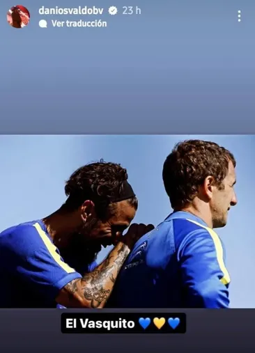La imagen de Daniel Osvaldo junto a Rodolfo Arruabarrena. (Captura)