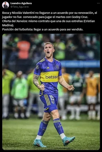 Valentini quiere ser vendido.(Captura)