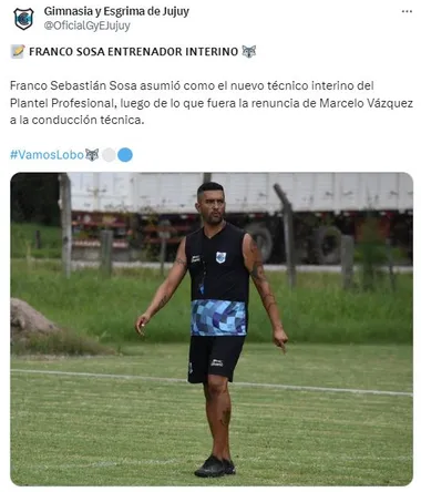 Sosa debutará como DT de la Primera de Gimnasia de Jujuy