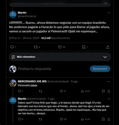 Los hinchas le piden perdón a Merentiel.