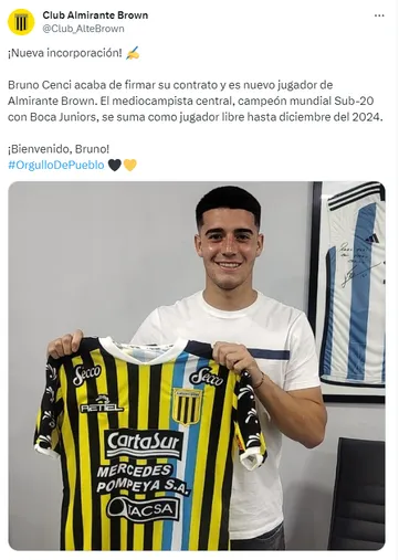 Cenci, presentado en Almirante Brown. (Captura)