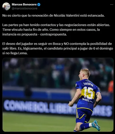 La renovación de Valentini sigue en pie. (Captura)