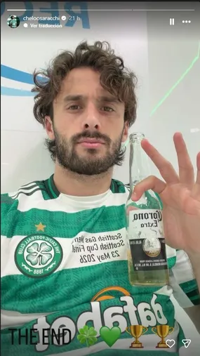 Saracchi festejó el título con el Celtic.