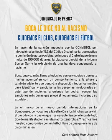El comunicado oficial de Boca.