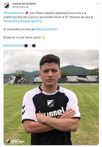 Cabaña es nuevo refuerzo de Central Norte. (Captura)