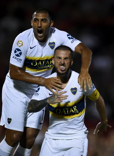 La camiseta alternativa de Boca durante la temporada 2018-2019 (Getty Images)