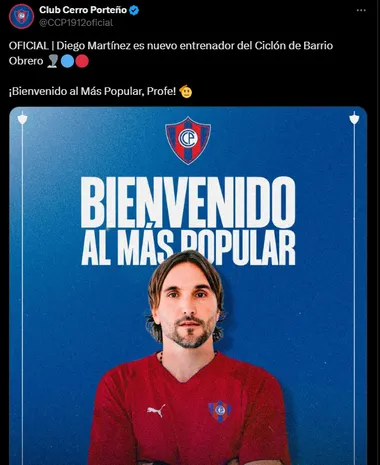 Diego Martínez es el nuevo DT de Cerro Porteño. (Captura)