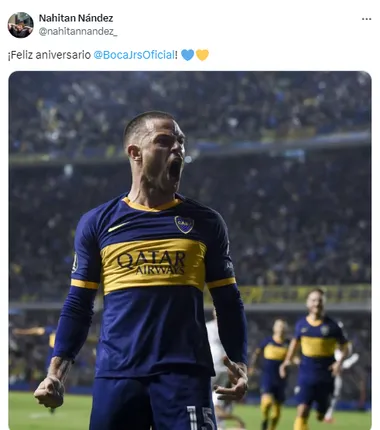 Nandez saludó a Boca por el cumpleaños.