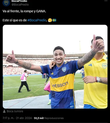 La cuenta de Boca Predio se burló de Colidio sin nombrarlo.