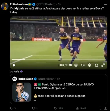 Los hinchas de Boca se ilusionan con Dybala.