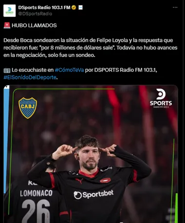 Boca llamó a Felipe Loyola. (Captura)