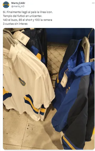 El valor de las nuevas prendas de Boca. (Captura)