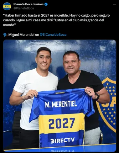 Merentiel extendió su contrato con Boca.