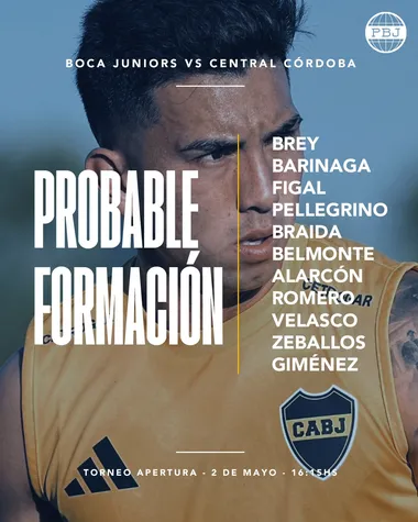 La formación de Boca vs. Central Córdoba.