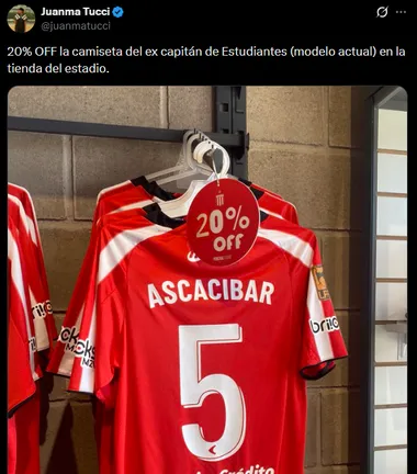Las camisetas de Ascacibar, en oferta. (Captura)