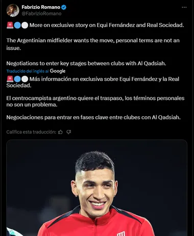 Equi Fernández se acerca a la Real Sociedad. (Captura)