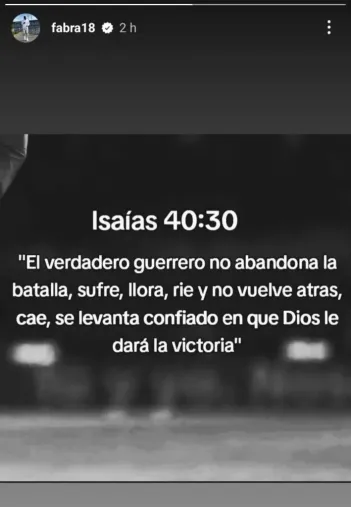 Uno de los últimos posteos de Fabra en Instagram
