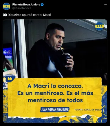 Juan Román Riquelme fulminó a Mauricio Macri. (Captura)