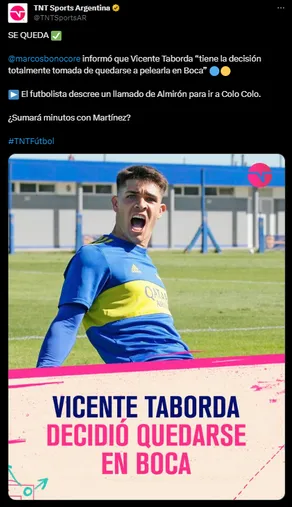 Taborda se quedará en Boca. (Captura)