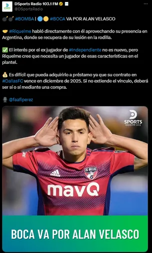 Boca sigue interesado en Alan Velasco. (Captura)