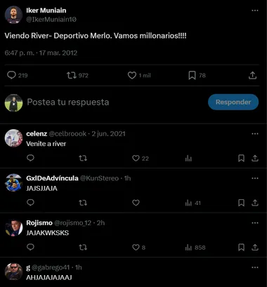 Los tuits de Iker Muniain sobre el descenso de River.