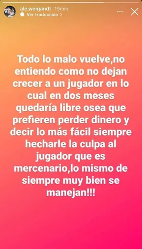 Las duras palabras del padre de Marcelo Weigandt. (Captura)