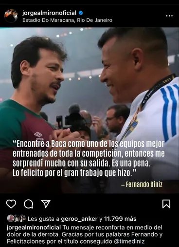 El mensaje de Almirón a Diniz.