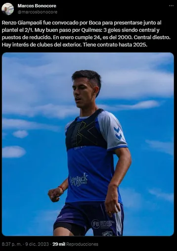 Renzo GIampaoli vuelve a Boca.