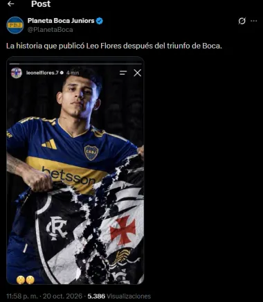 La historia que subió Flores y después debió borrar.