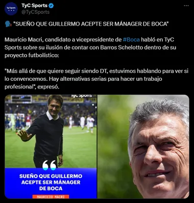 Mauricio Macri sobre Guillermo Barros Schelotto. (Captura)