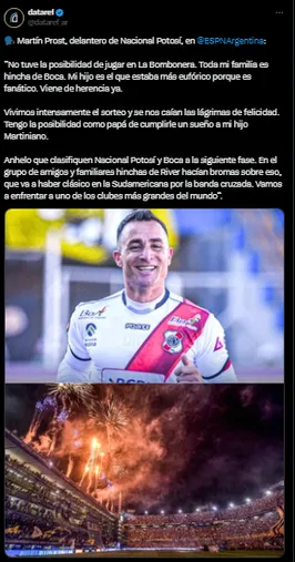 Martin Prost sobre Boca. 