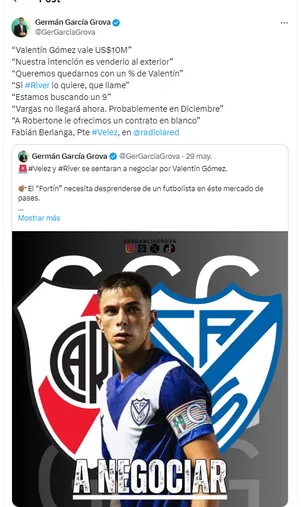 Velez quiere a Robertone