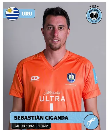 Sebastián Ciganda, arquero uruguayo del Auckland City (Instagram)